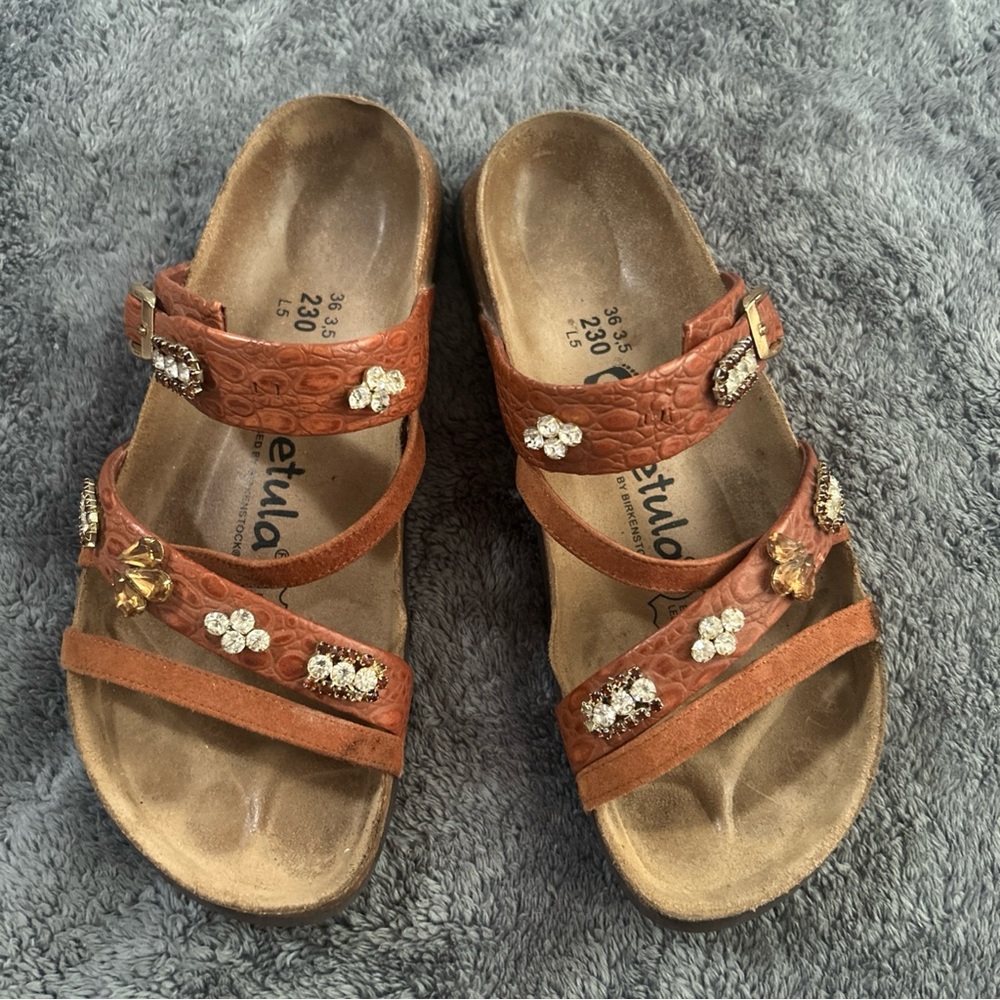 Birkenstock Brown Floral Sandals